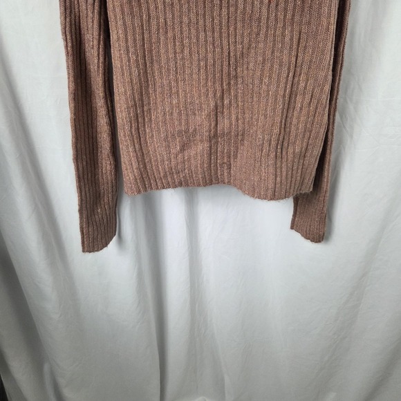 And Now This Sweater Womens Large Brown Ribbed Mock Neck Long Sleeve Pullover - Picture 6 of 12